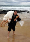Hawaii Happy Beach Wedding Couple Photo